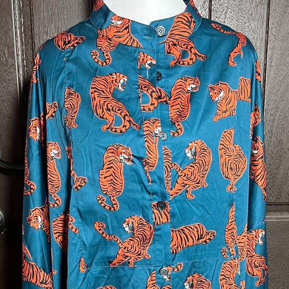 Dressed in LALA Wild Woman Teal Satin Playsuit Set - Picture 3 of 8